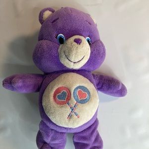 2014 Care Bears Share Bear 8” Plush Stuffed Purple Lollipops